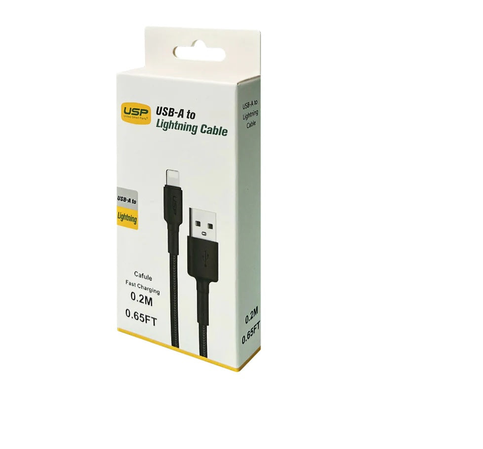 USP BoostUp Lightning to USB-A Cable (0.2M) - Black, Quick Cable Charge & Connect, 2.4A Rapid Charge, Durable & Reliable,Nylon Weaving USP BoostUp Lightning to USB-A Cable (0.2M) - Black, Quick Cable Charge & Connect, 2.4A Rapid Charge, Durable & Reliable,Nylon Weaving